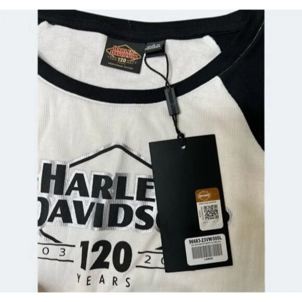 Harley-Davidson Womens 120th Anniversary Raglan Baseball Tee With 3/4 Sleeves L - Picture 13 of 15